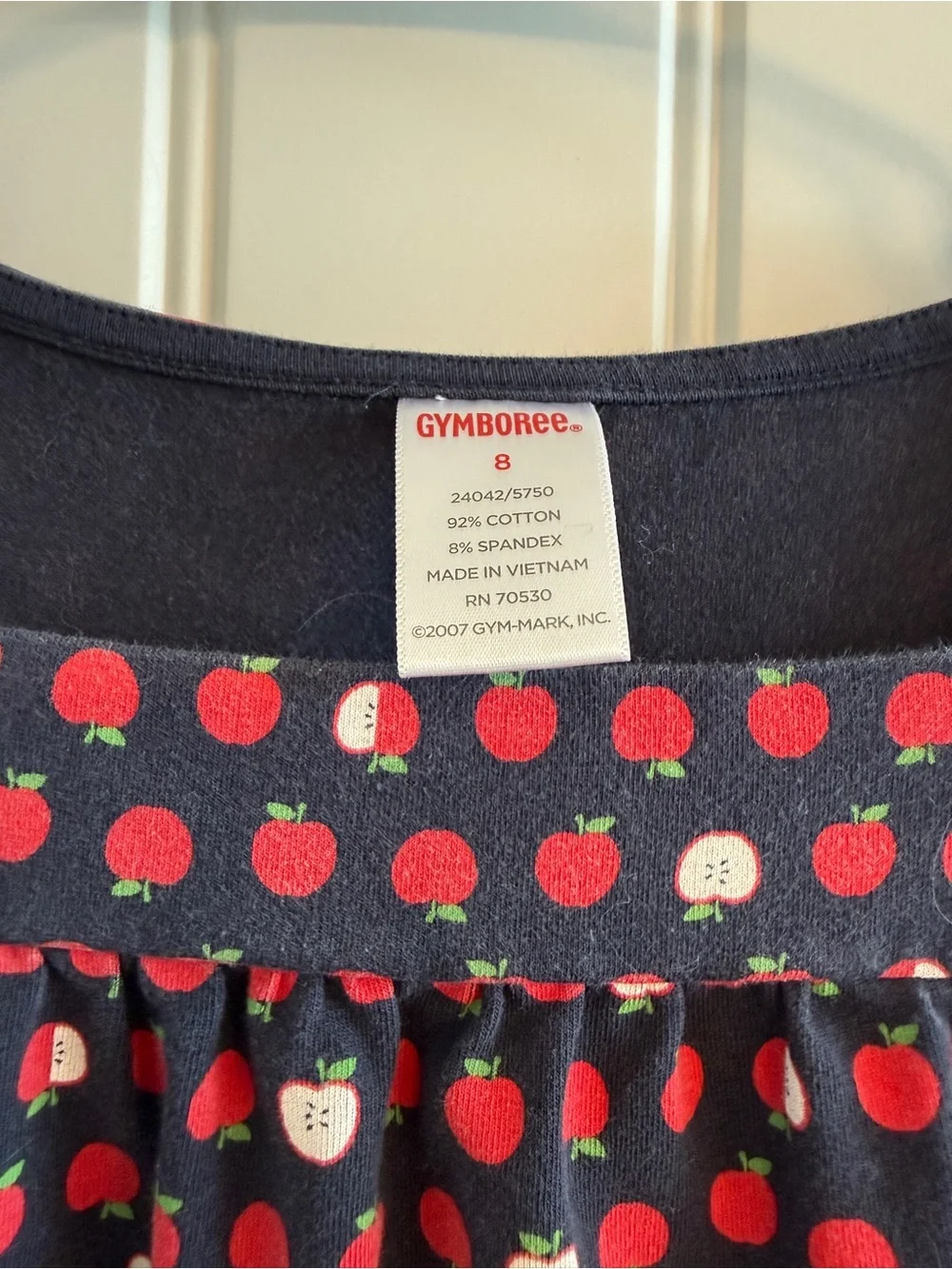 Apples!! Girls Navy Blue Apple Print Short Sleeve Dress by Gymboree size 8.